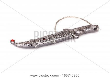 Ancient style dagger isolated on white background.