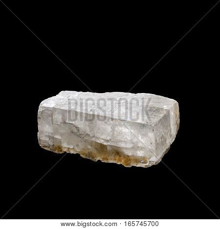 minerals Iceland spar isolated on black background