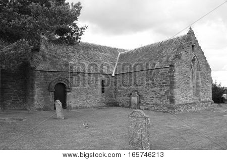 An exterior view of the rural medieval chapel of Tullibardine