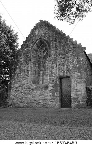 An exterior view of the rural chapel at Tullibardine