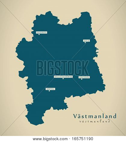 Modern Map - Vastmanland Sweden Se Illustration