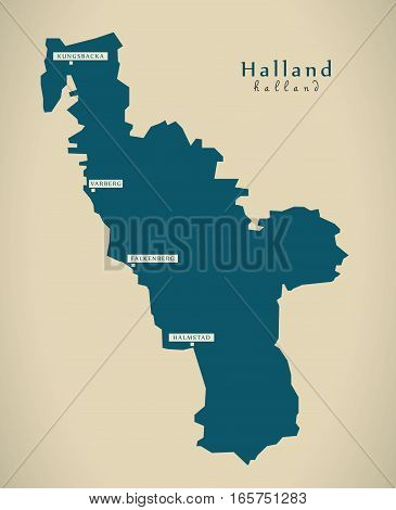 Modern Map - Halland Sweden Se Illustration