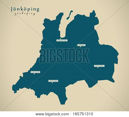 Modern Map - Jonkoping Sweden Se Illustration