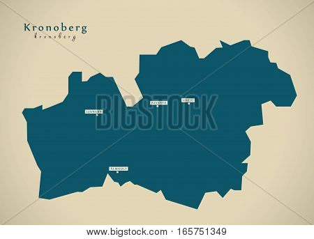 Modern Map - Kronoberg Sweden Se Illustration
