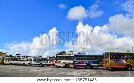 Local Bus At Mahebourg Station In Mauritius