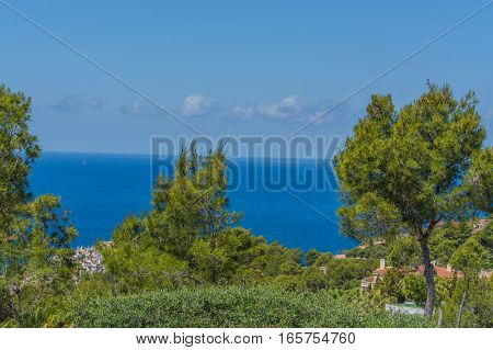 Panorama of the bay Paguera photographed from the mountain in Costa de la Calma.