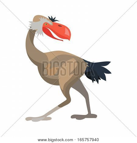 Prehistoric animal. Vector cartoon ancient mammal ice age extinct bird
