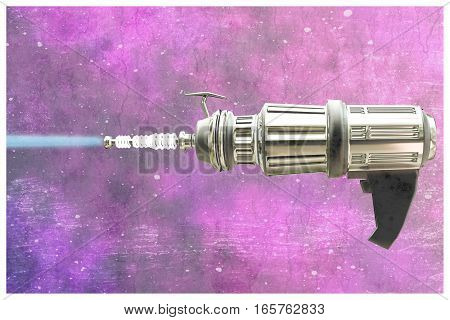 3d illustration of a retro metal space gun