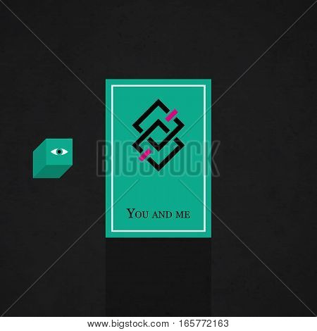Modern Design Card Template With Mystic Symbols And Wacky Colors. Useful For Invitations, Postcards