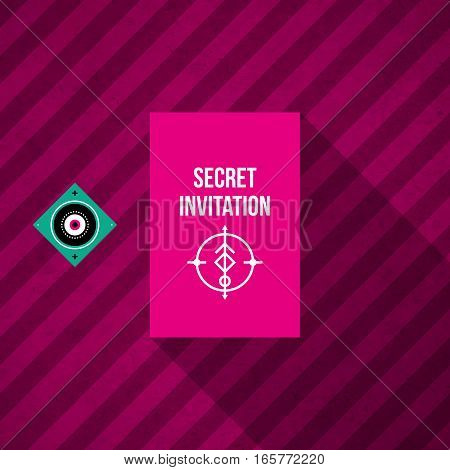 Modern Design Card Template With Mystic Symbols And Wacky Colors. Useful For Invitations, Postcards