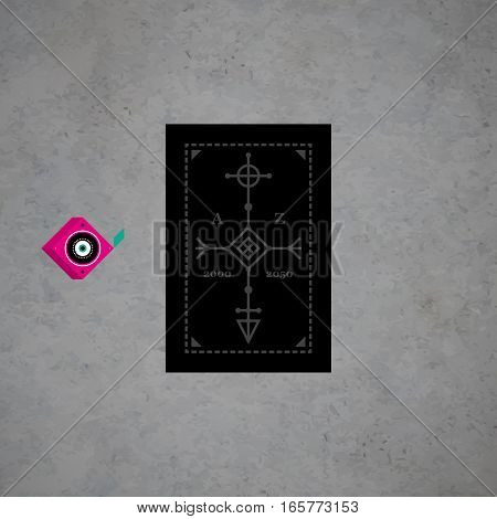 Modern Design Card Template With Mystic Symbols And Wacky Colors. Useful For Invitations, Postcards
