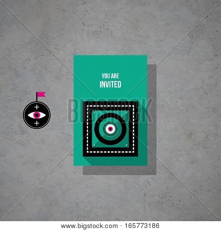 Modern Design Card Template With Mystic Symbols And Wacky Colors. Useful For Invitations, Postcards