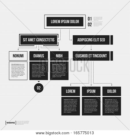 Organization Chart Template With Geometric Elements On White Background. Useful For Science And Busi