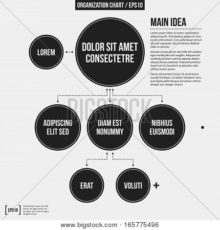 Organization Chart Template With Geometric Elements On White Background. Useful For Science And Busi