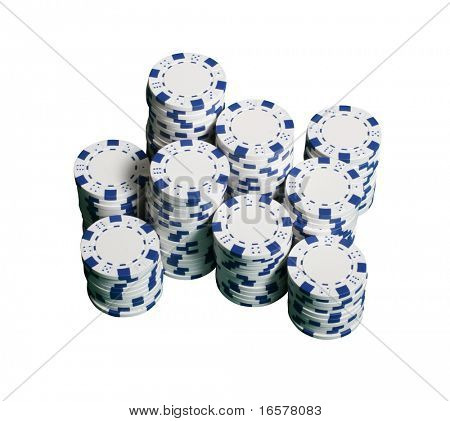 Poker-Chips isolated on White with Clipping path