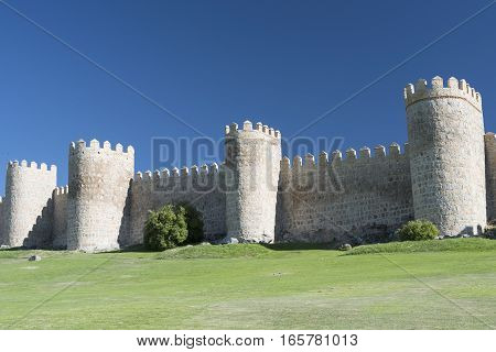 Avila (Castilla y Leon Spain): the famous medieval walls surrounding the city