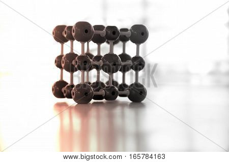 Sodium chloride natural salt chemical structure molecule in science laboratory background