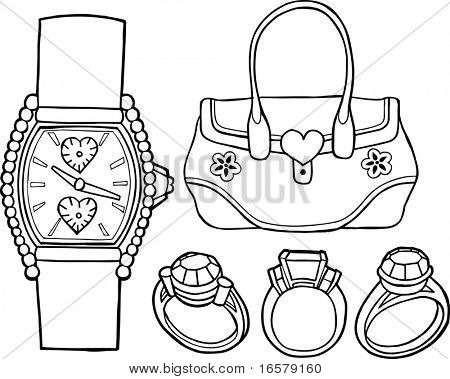 Příslušenství vektorové ilustrace