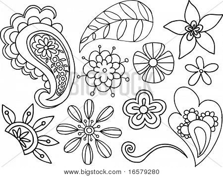 Flores & elementos del Vector de Paisley