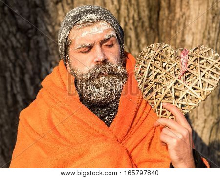 Man In Blanket With Heart