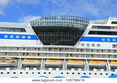 Velsen; the Netherlands June 22nd 2014 :Aida Stella on North Sea Canal on it's way to the Amsterdam Cruise Terminal