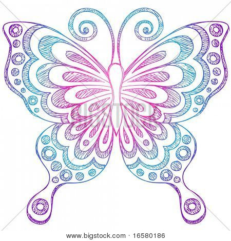 handgezeichnete skizzenhaften Notebook Doodle Schmetterling-Vektor-illustration