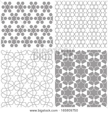 Arabic abstract geometric patterns. Traditional decorative lattice with stars