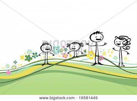 Rodina a příroda ilustrace