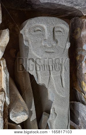 stone sarcophagus carved cover in San Agustin Colombia