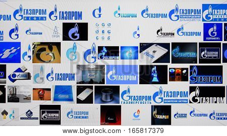 Picture Of The Monitor Which Shows Search Results For Photos Gazprom Logo.