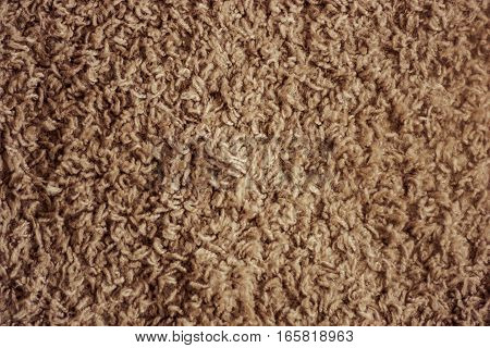 Background beige carpet close-up with a big pile