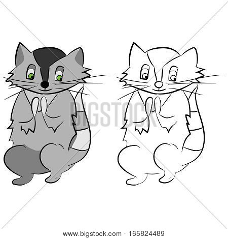 Figure two small raccoons on a white background