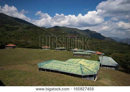 protective roofs at the ancient burial ground in Tierradentro Colombia