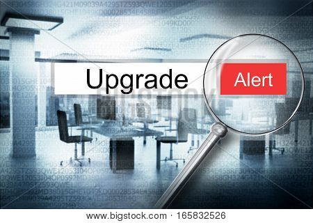 searching upgrade in address bar with magnifier alert 3D Illustration