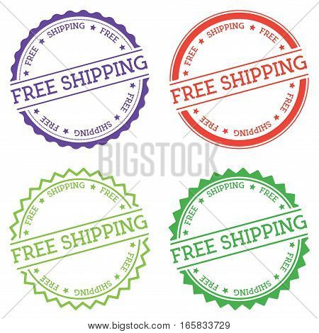Free Shipping Badge Isolated On White Background. Flat Style Round Label With Text. Circular Emblem