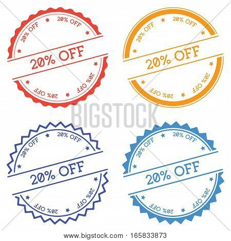 20% Off Badge Isolated On White Background. Flat Style Round Label With Text. Circular Emblem Vector