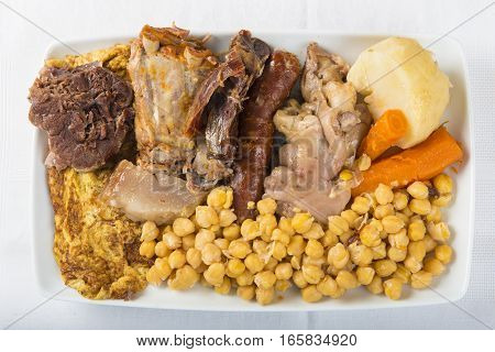 Cocido A Spanish Stew With Assortment Of Meat And Chikpeas