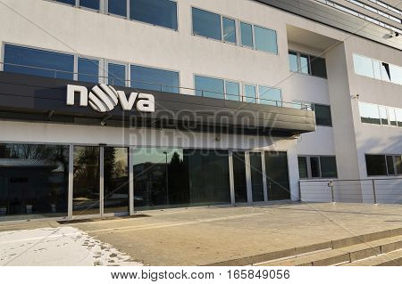 Prague, Czech Republic - January 18: Nova Television Cme Company Logo On The Headquarters Building O