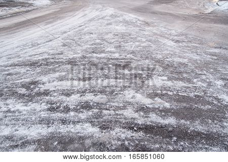 Icy Road In A Winter's Day