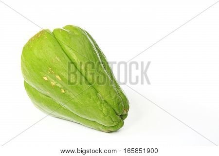 Chayote (Sechium edule) whole fruit isolated against white background
