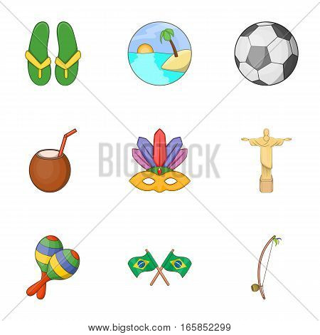 Brazil icons set. Cartoon illustration of 9 Brazil vector icons for web
