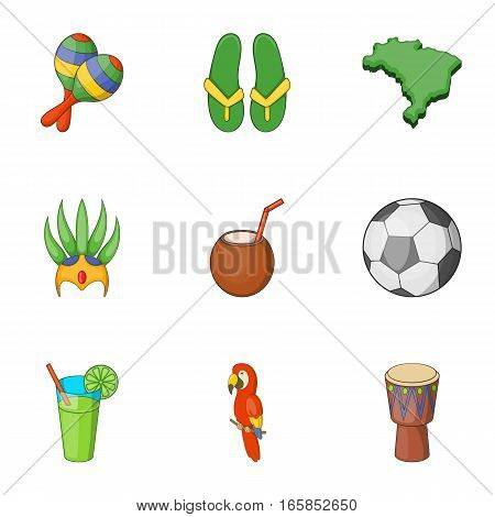 Travel to Brazil icons set. Cartoon illustration of 9 travel to Brazil vector icons for web