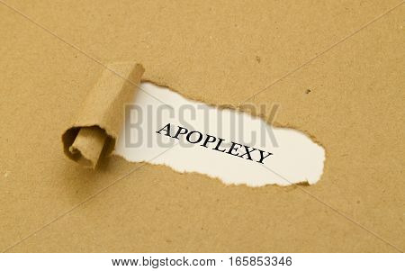 Apoplexy word written under torn paper .