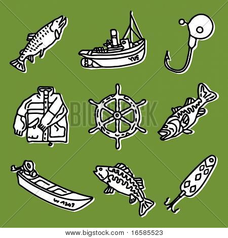 oggetti disegnati a mano - pesca