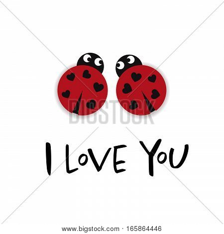 I love you card with two ladybugs illustration