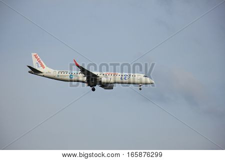 Amsterdam Schiphol Airport - April 1st 2016: EC-KXD Air Europa Embraer ERJ-195LR approaching Polderbaan runway