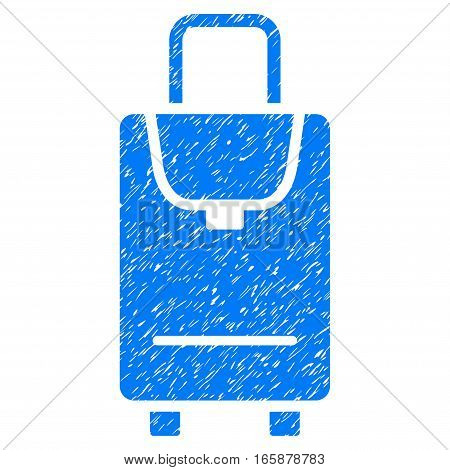 Carryon grainy textured icon for overlay watermark stamps. Flat symbol with scratched texture. Dotted vector blue ink rubber seal stamp with grunge design on a white background.