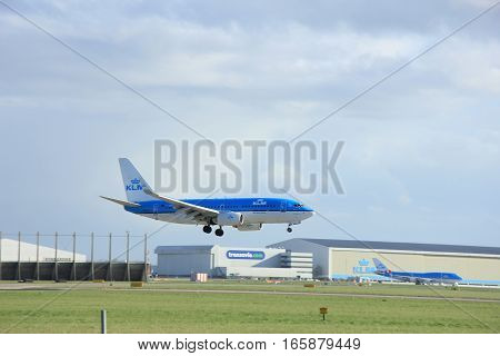 Schiphol Amsterdam The Netherlands March 31 2015: Ph-bgp Klm Royal Dutch Airlines Boeing 737-7k2 App