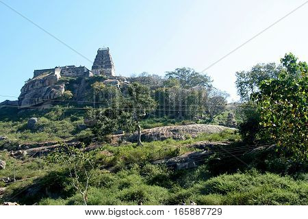 Yoganarasimhaswamy temple on the top of hill at Melkote Mandya District Karnataka India Asia