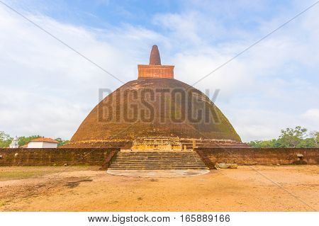 Anuradhapura Abhayagiri Dagoba Steps Dirt Field H